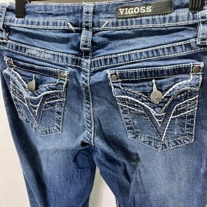 Vigoss Slim Boot cut Heritage Fit Jeans Womens 2 Blue Denim Stretch Flap 2030